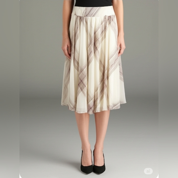 Talbot's Plaid SILK Chiffon A-line Skirt Sz 6 - Picture 1 of 10